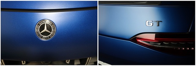 メルセデスベンツGT43のエンブレム　マットブルー塗装専用コーティング